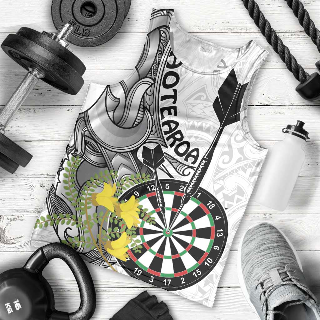 Personalised New Zealand Darts Men Tank Top Kowhai Floral with Maori Tattoo - Vibe Hoodie Shop