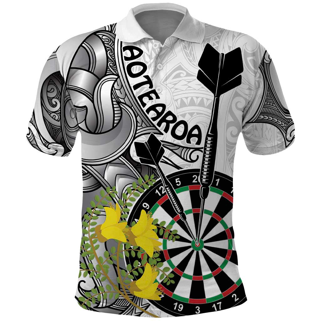 Personalised New Zealand Darts Polo Shirt Kowhai Floral with Maori Tattoo LT9 - Vibe Hoodie Shop