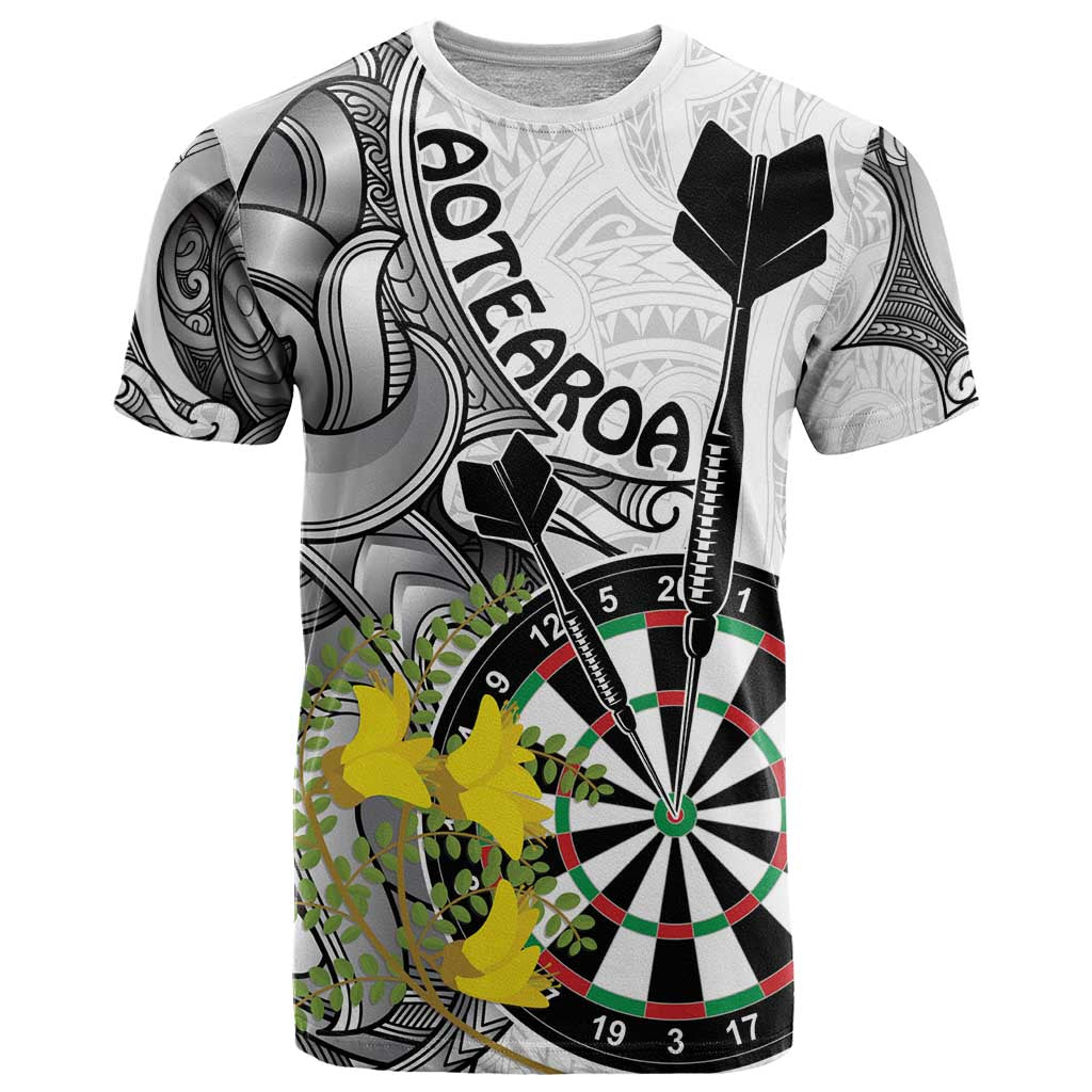 Personalised New Zealand Darts T Shirt Kowhai Floral with Maori Tattoo LT9 - Vibe Hoodie Shop