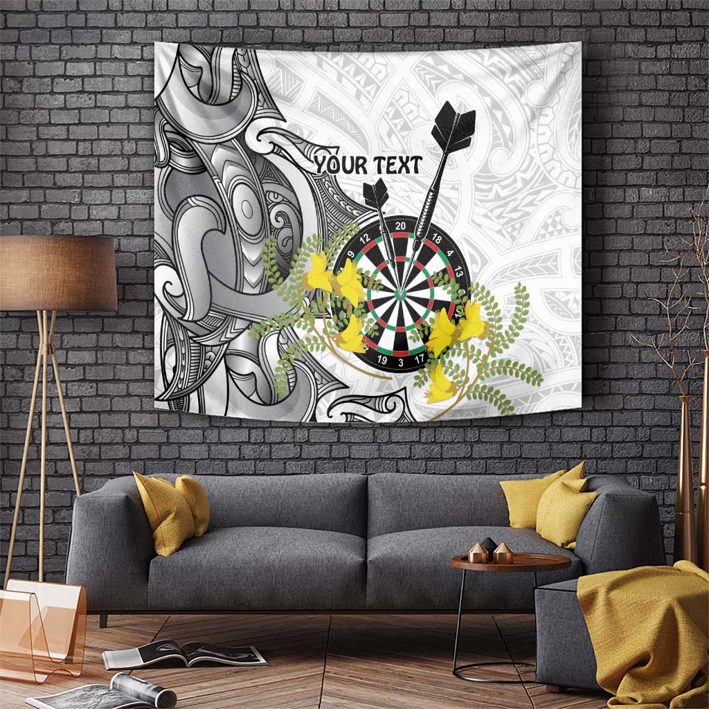 Personalised New Zealand Darts Tapestry Kowhai Floral with Maori Tattoo - Vibe Hoodie Shop