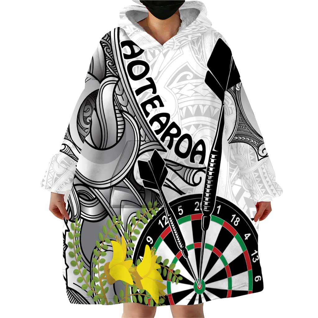 Personalised New Zealand Darts Wearable Blanket Hoodie Kowhai Floral with Maori Tattoo - Vibe Hoodie Shop