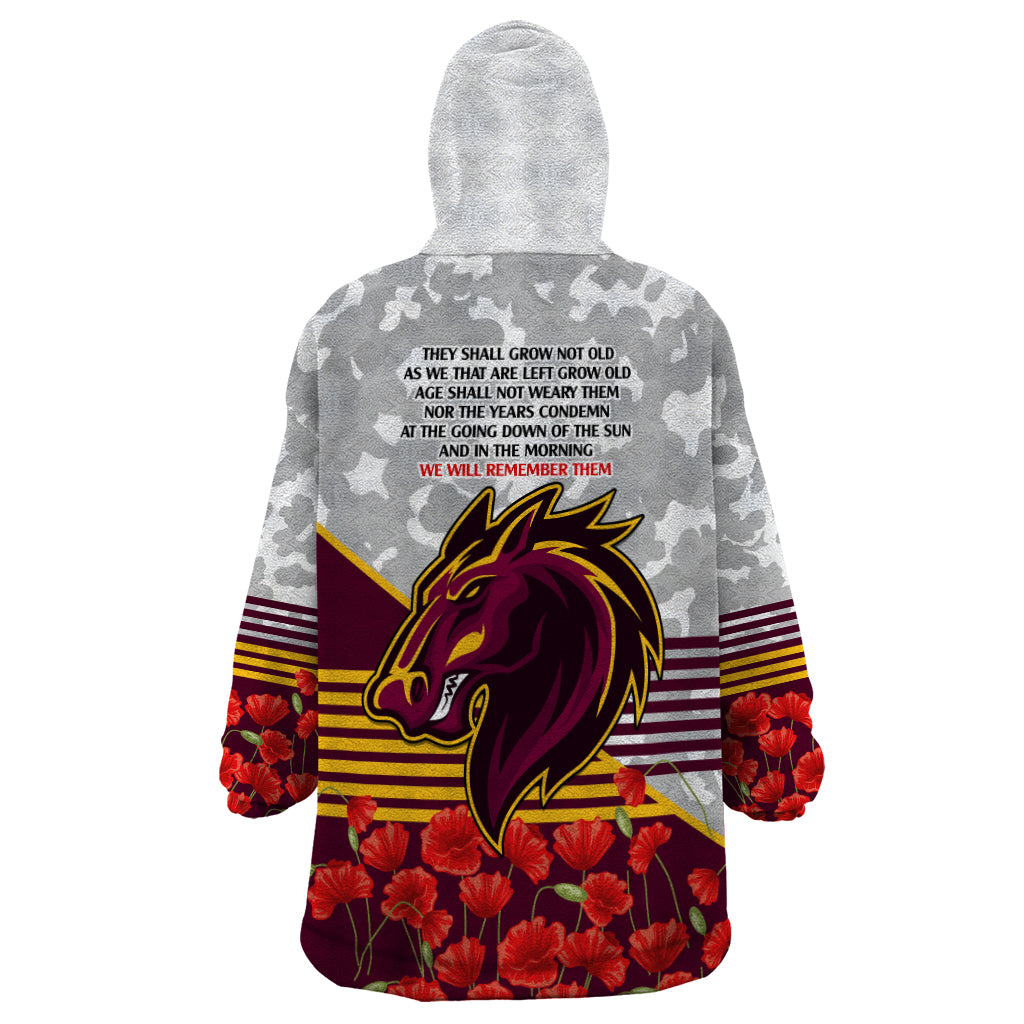 Broncos Rugby ANZAC Day 2024 Wearable Blanket Hoodie Camouflage Style - Vibe Hoodie Shop