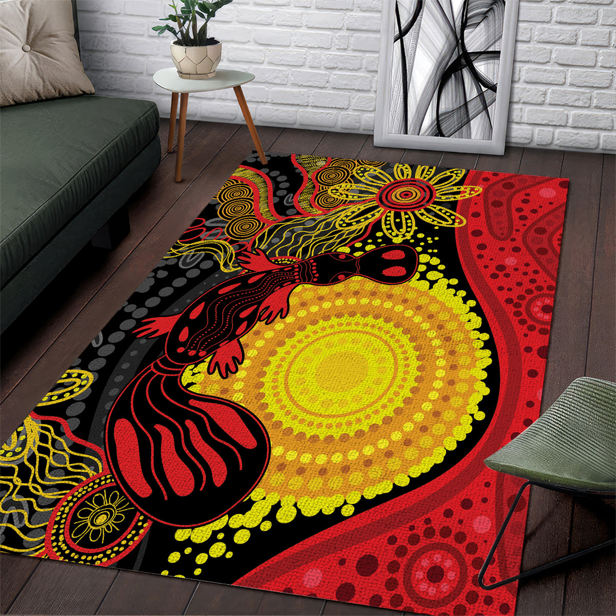 Platypus Aboriginal Art Style Area Rug - Vibe Hoodie Shop