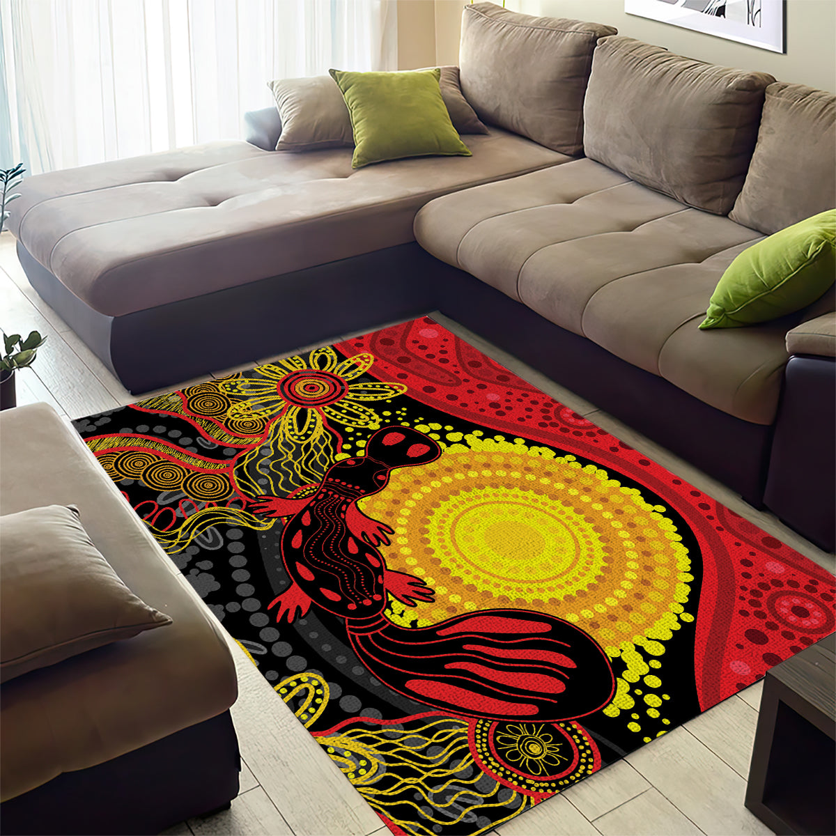 Platypus Aboriginal Art Style Area Rug - Vibe Hoodie Shop