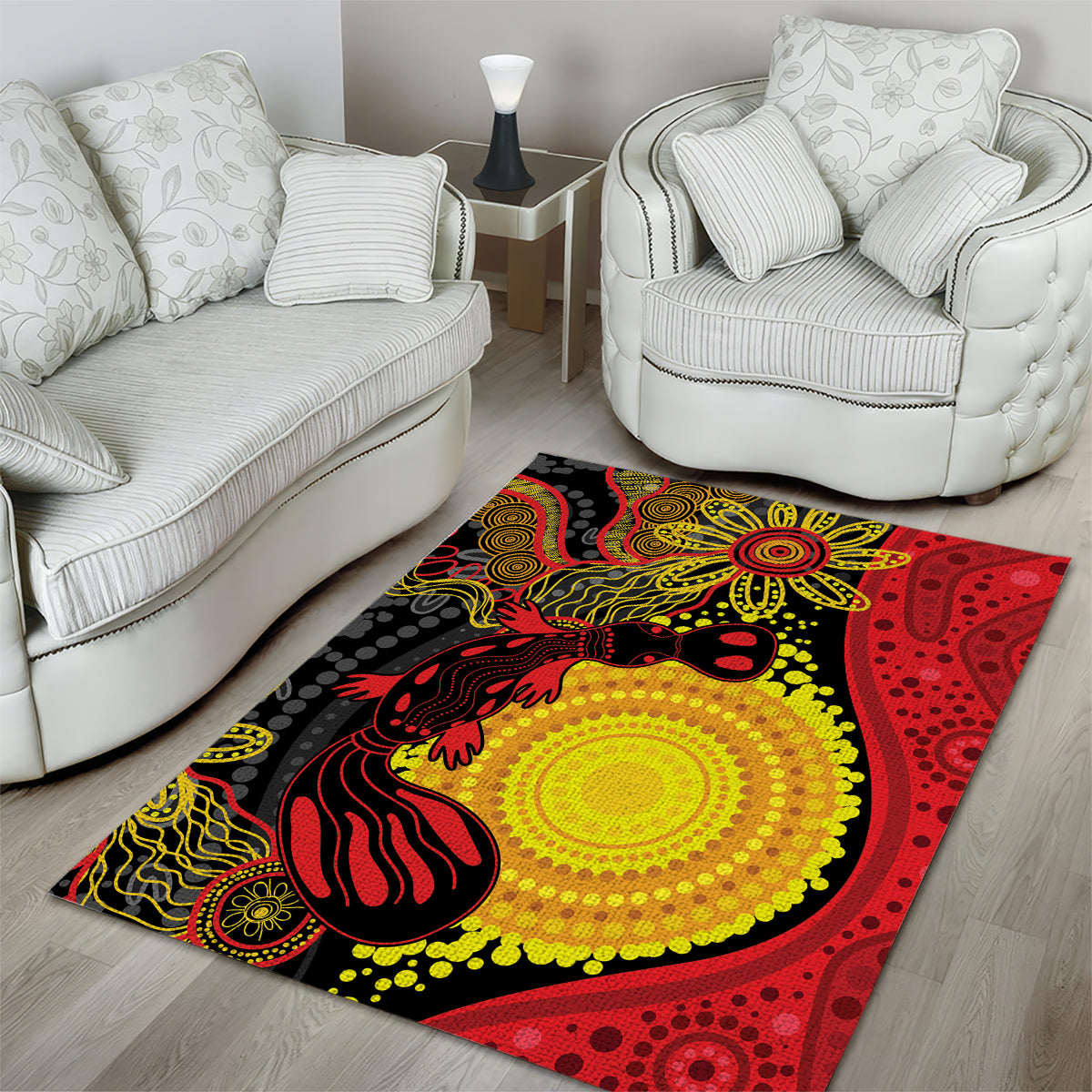 Platypus Aboriginal Art Style Area Rug - Vibe Hoodie Shop