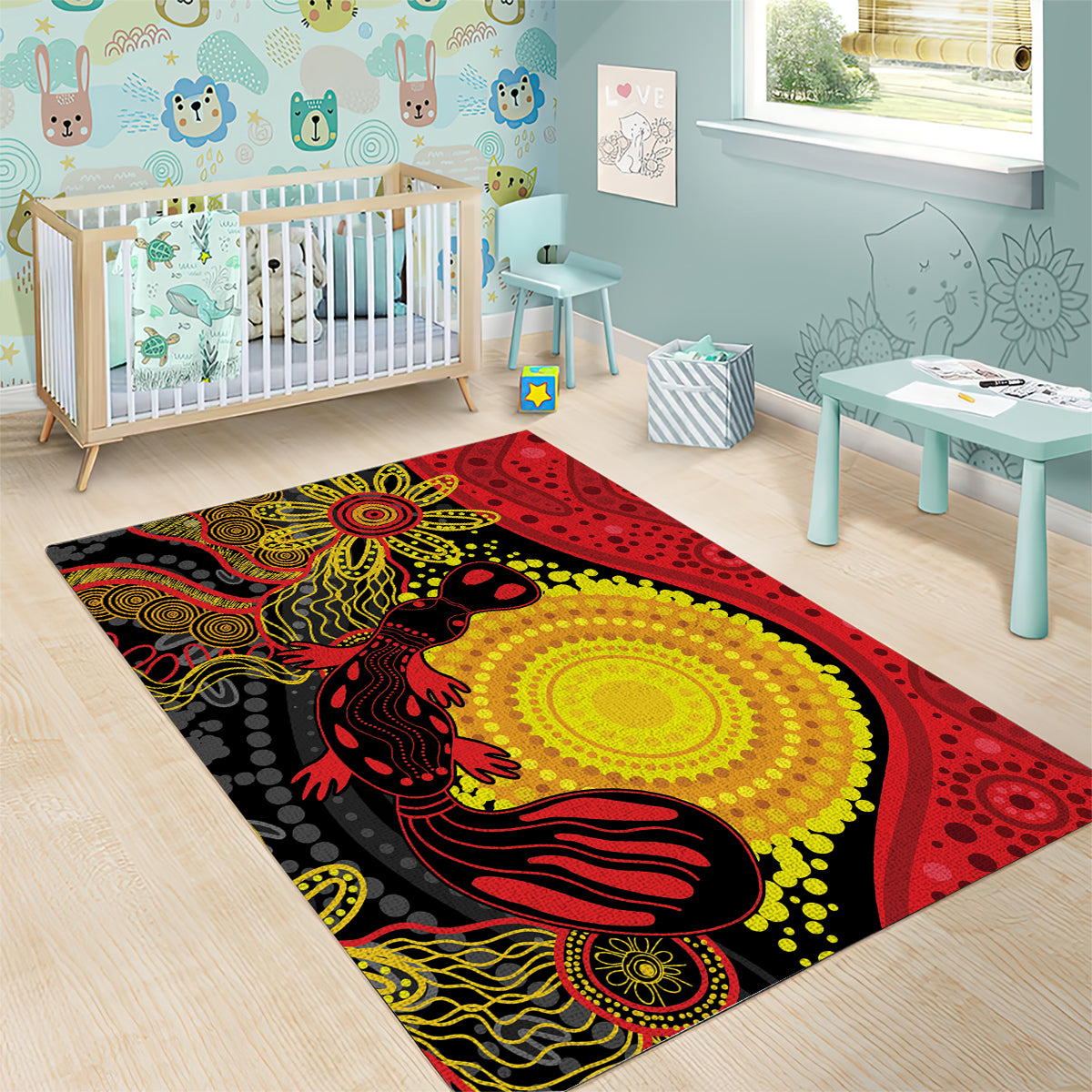 Platypus Aboriginal Art Style Area Rug - Vibe Hoodie Shop