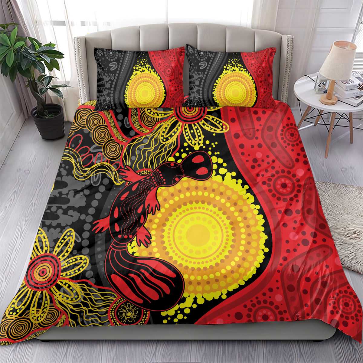 Platypus Aboriginal Art Style Bedding Set - Vibe Hoodie Shop