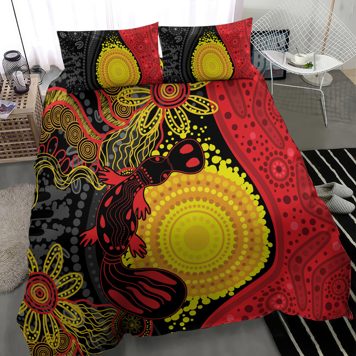Platypus Aboriginal Art Style Bedding Set - Vibe Hoodie Shop