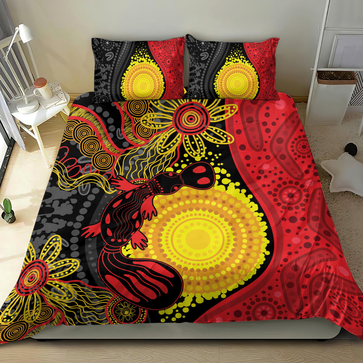 Platypus Aboriginal Art Style Bedding Set - Vibe Hoodie Shop