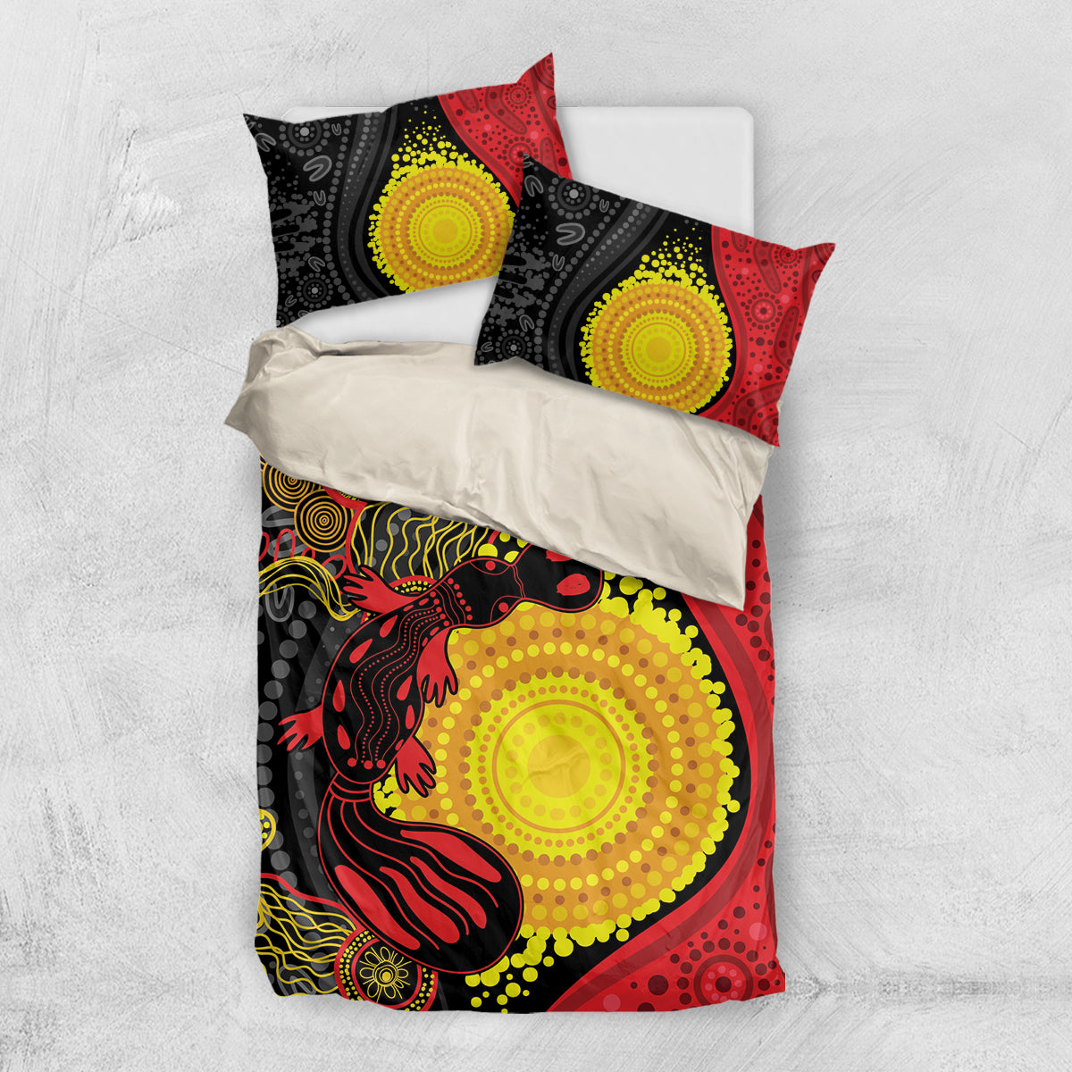 Platypus Aboriginal Art Style Bedding Set - Vibe Hoodie Shop
