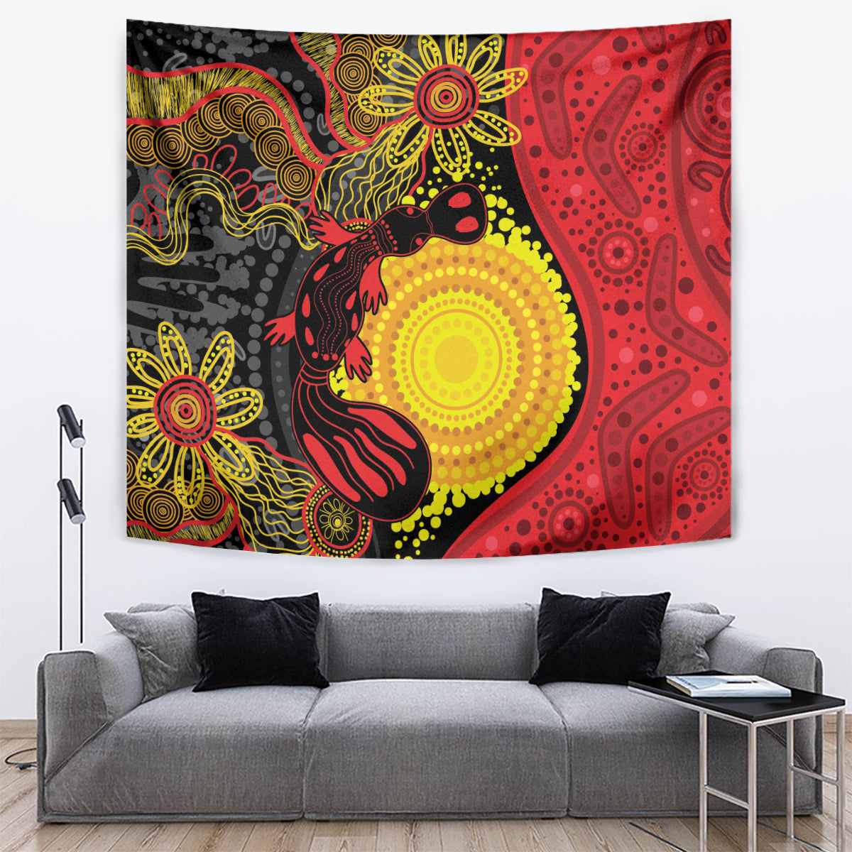 Platypus Aboriginal Art Style Tapestry - Vibe Hoodie Shop