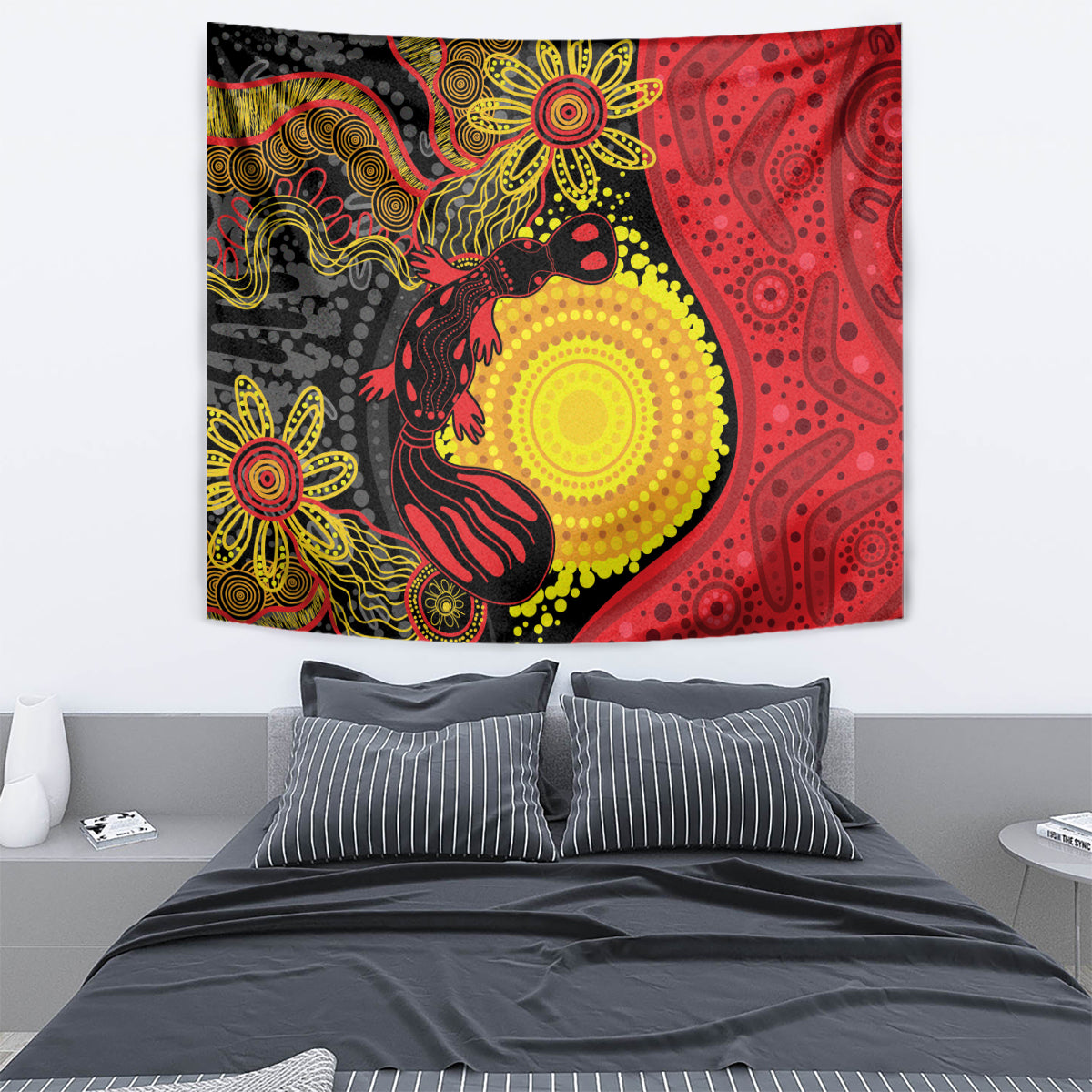 Platypus Aboriginal Art Style Tapestry - Vibe Hoodie Shop