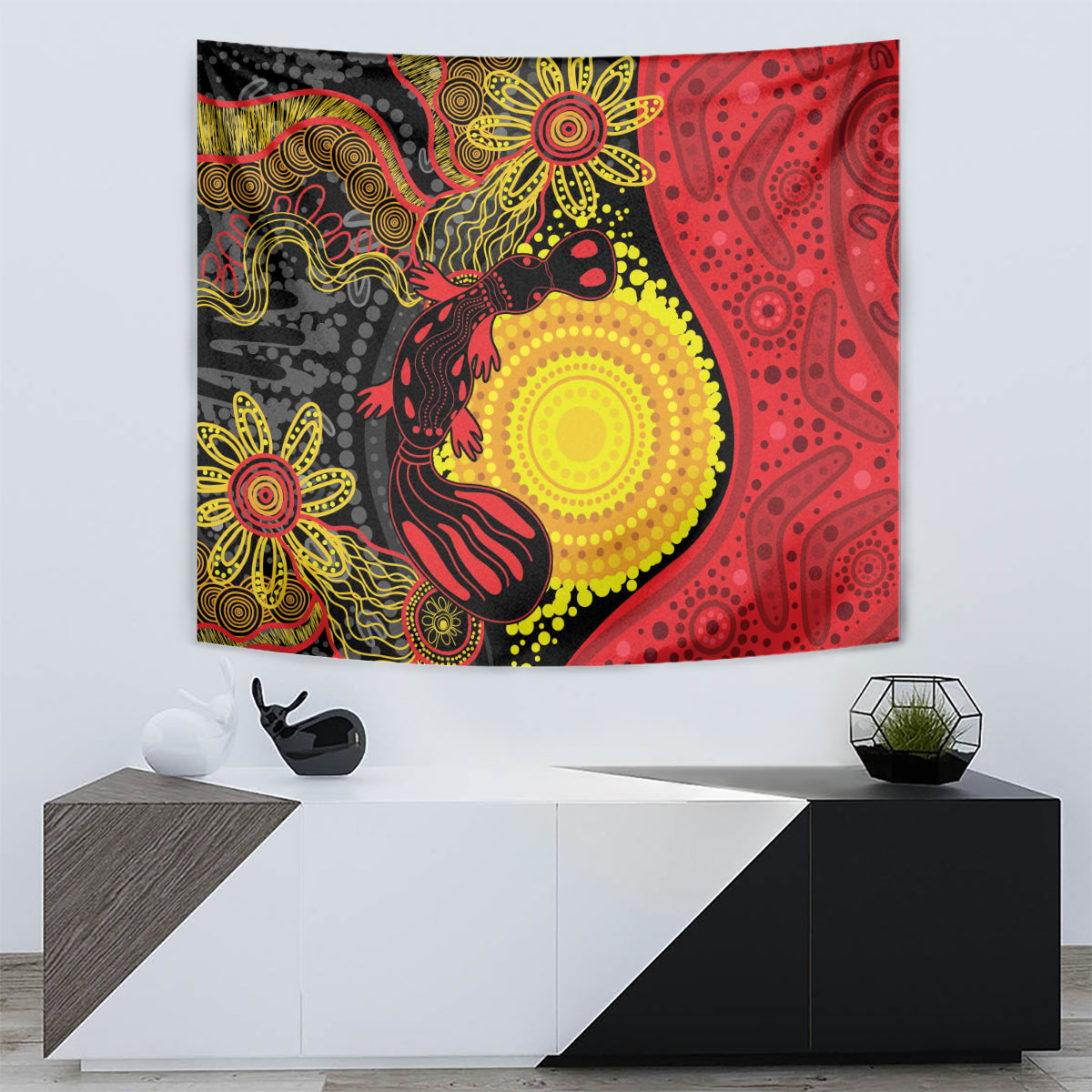 Platypus Aboriginal Art Style Tapestry - Vibe Hoodie Shop