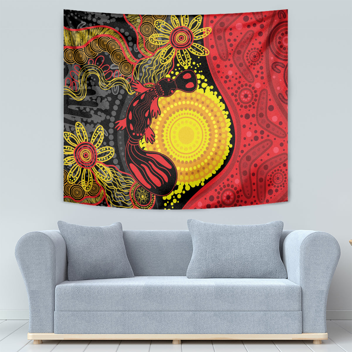 Platypus Aboriginal Art Style Tapestry - Vibe Hoodie Shop