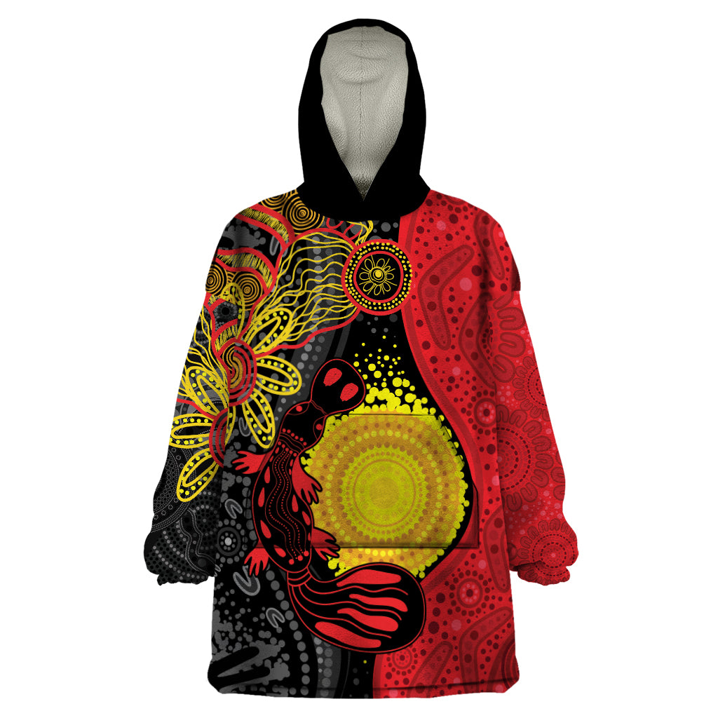 Platypus Aboriginal Art Style Wearable Blanket Hoodie - Vibe Hoodie Shop