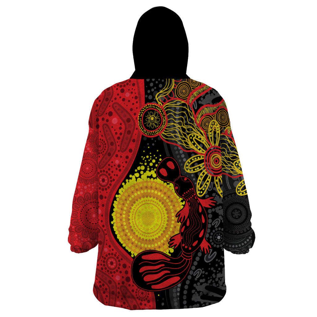 Platypus Aboriginal Art Style Wearable Blanket Hoodie - Vibe Hoodie Shop