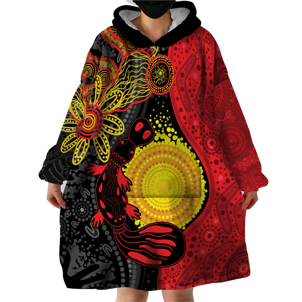 Platypus Aboriginal Art Style Wearable Blanket Hoodie - Vibe Hoodie Shop