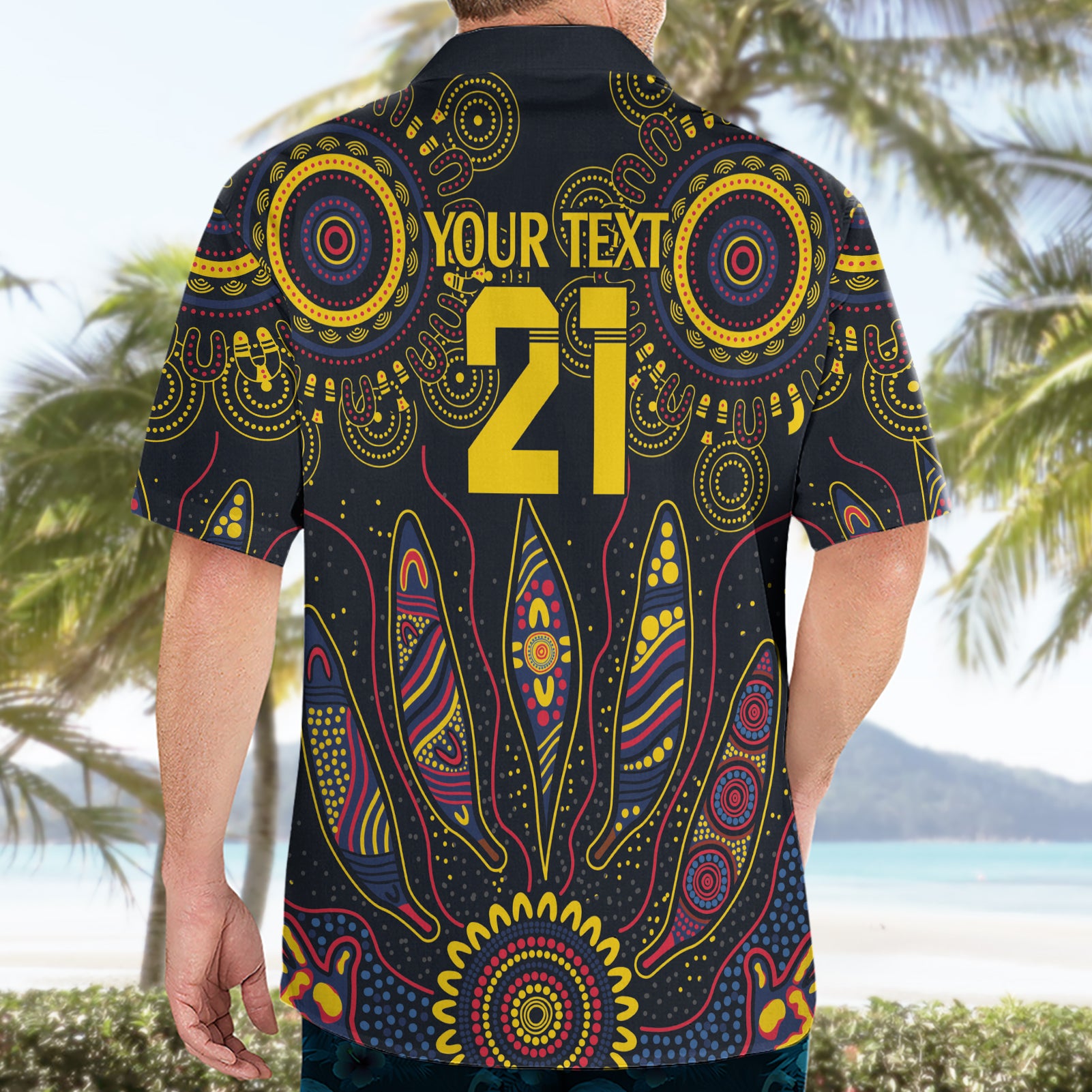 Custom Adelaide Football Hawaiian Shirt With Crow Aboriginal Art Style - Vibe Hoodie Shop