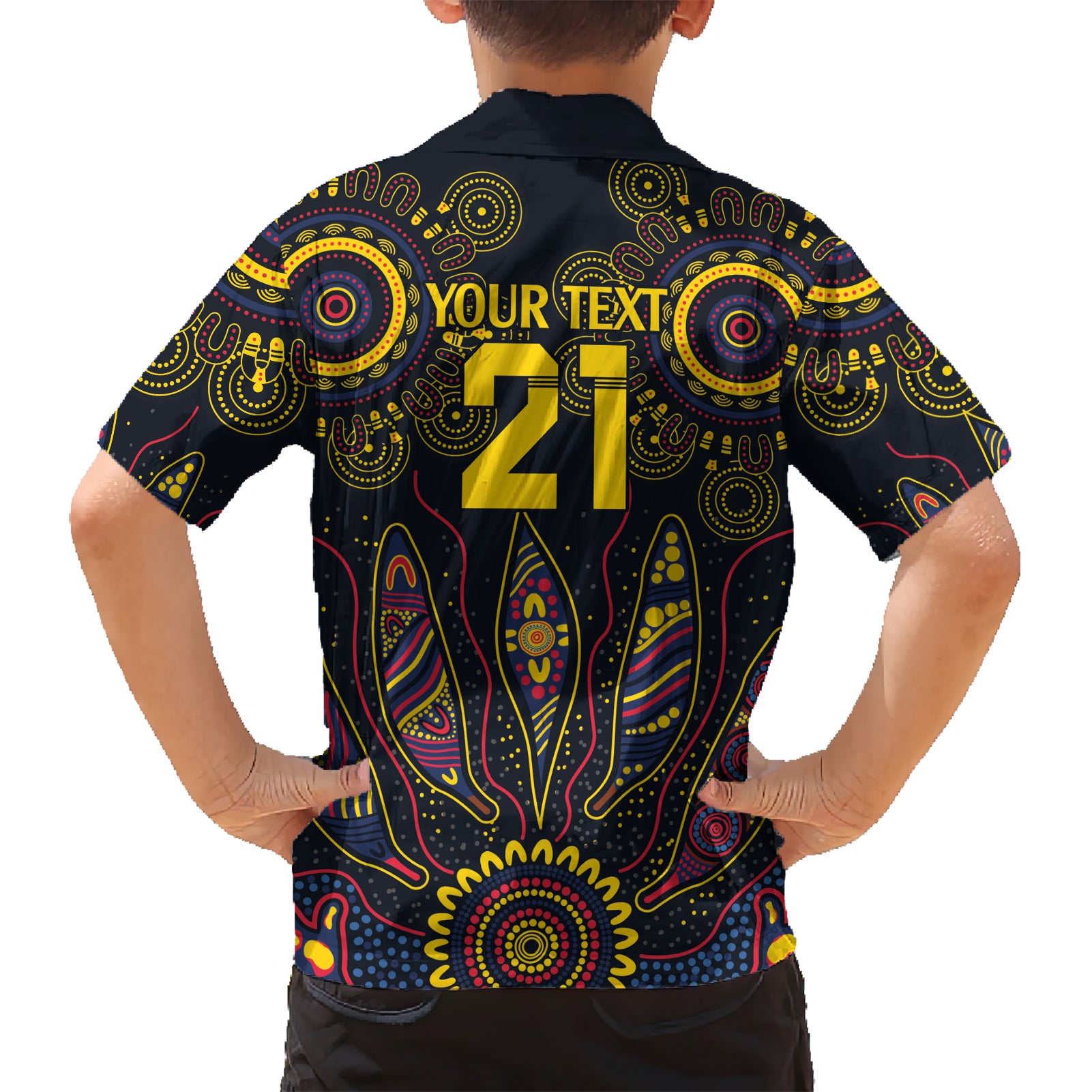 Custom Adelaide Football Hawaiian Shirt With Crow Aboriginal Art Style - Vibe Hoodie Shop