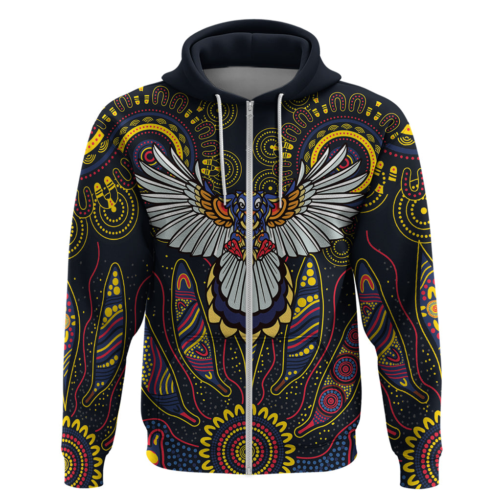 Custom Adelaide Football Hoodie With Crow Aboriginal Art Style LT9 - Vibe Hoodie Shop