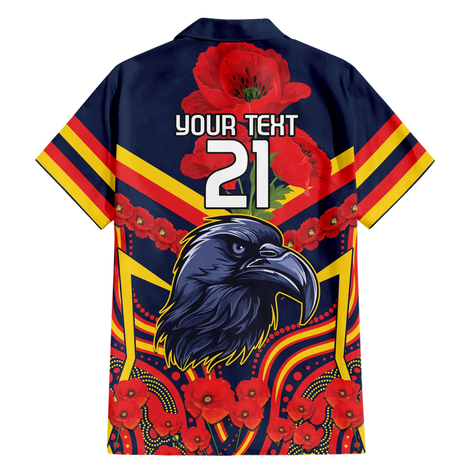 Custom Crows Football ANZAC Hawaiian Shirt Poppy Soldier With Aboriginal Dots Art - Vibe Hoodie Shop