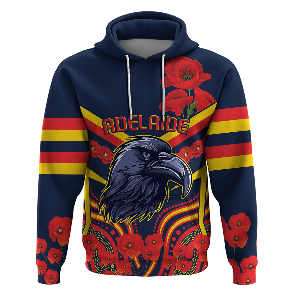 Custom Crows Football ANZAC Hoodie Poppy Soldier With Aboriginal Dots Art LT9 - Vibe Hoodie Shop