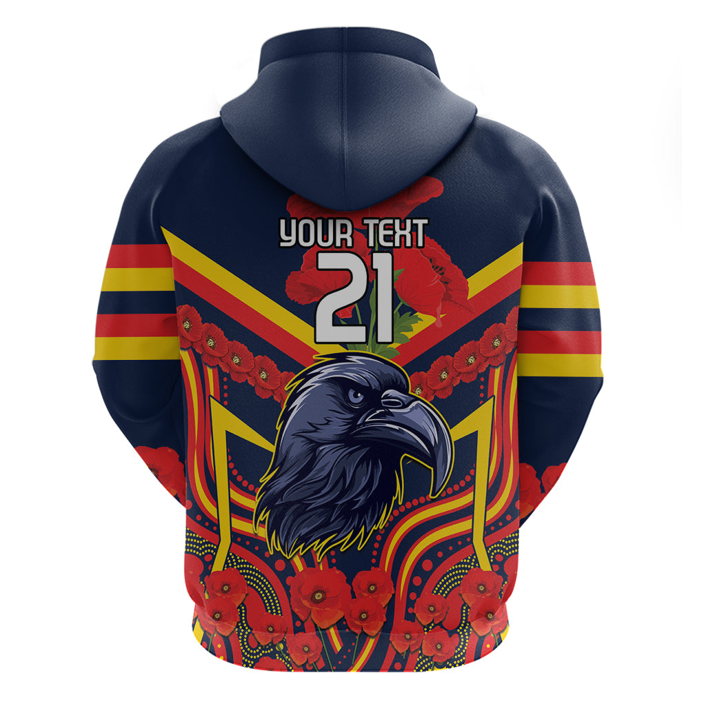 Custom Crows Football ANZAC Hoodie Poppy Soldier With Aboriginal Dots Art LT9 - Vibe Hoodie Shop