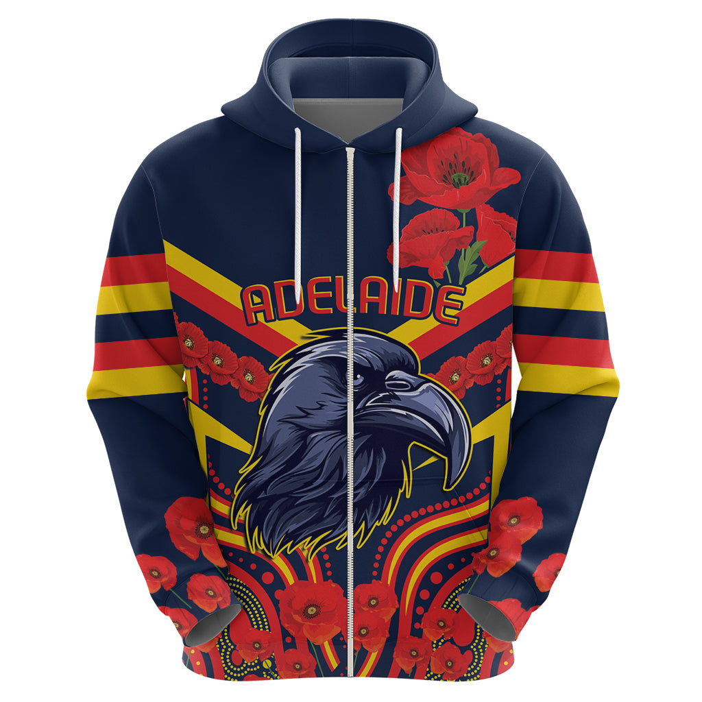 Custom Crows Football ANZAC Hoodie Poppy Soldier With Aboriginal Dots Art LT9 - Vibe Hoodie Shop