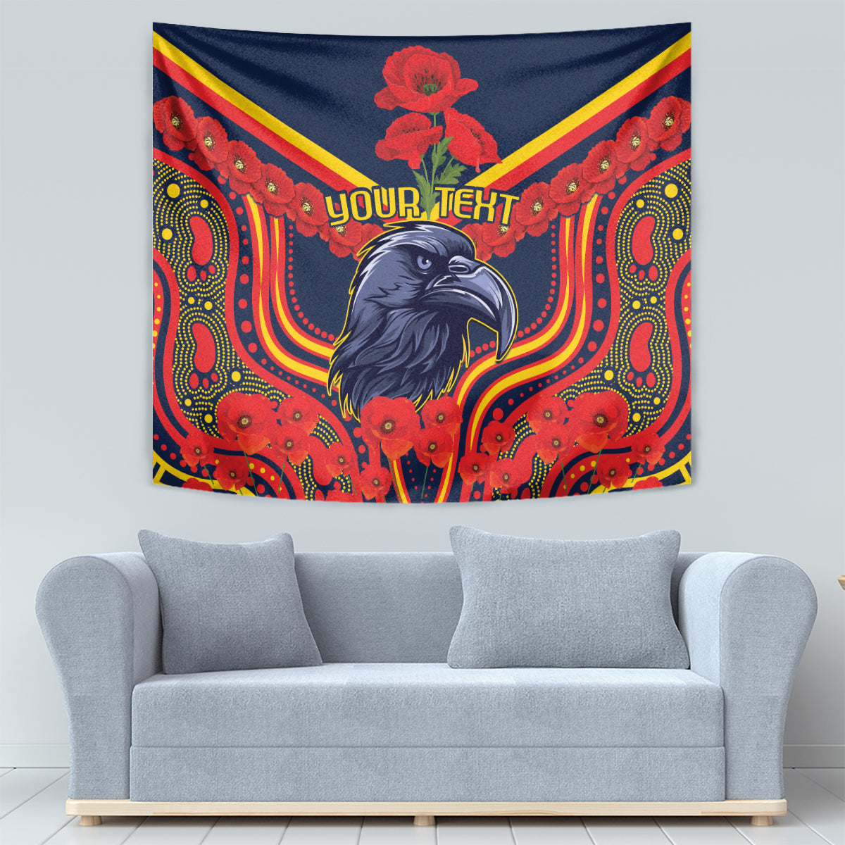 Custom Crows Football ANZAC Tapestry Poppy Soldier With Aboriginal Dots Art - Vibe Hoodie Shop