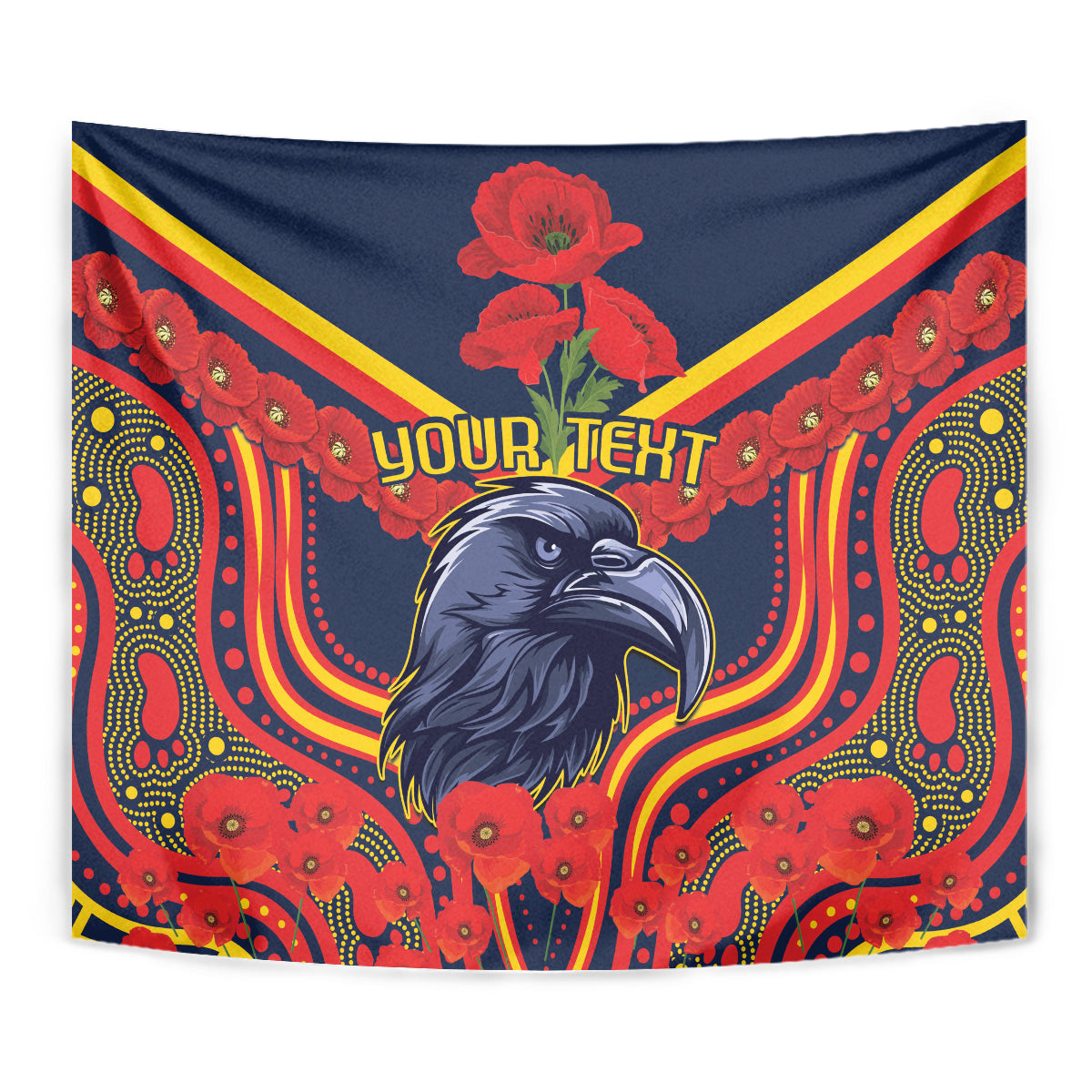 Custom Crows Football ANZAC Tapestry Poppy Soldier With Aboriginal Dots Art - Vibe Hoodie Shop