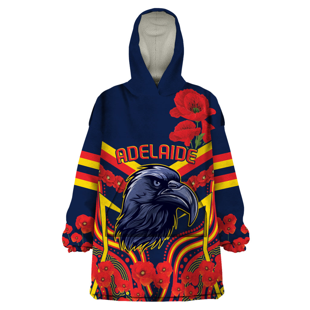 Custom Crows Football ANZAC Wearable Blanket Hoodie Poppy Soldier With Aboriginal Dots Art - Vibe Hoodie Shop