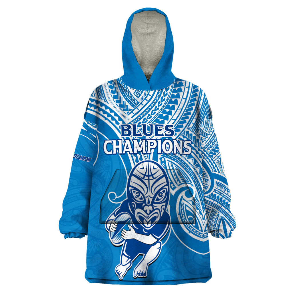 Blues Super Rugby Wearable Blanket Hoodie Kahurangi Go Champions 2023 - Vibe Hoodie Shop