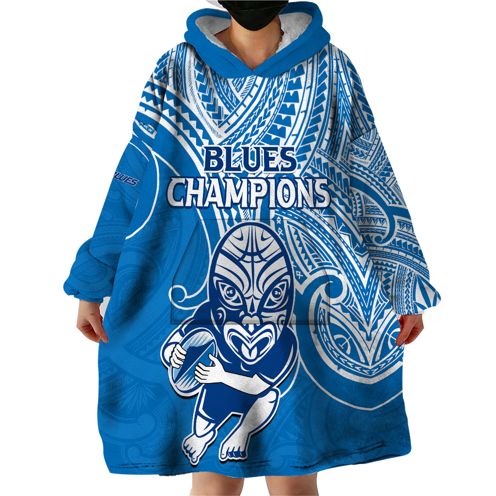 Blues Super Rugby Wearable Blanket Hoodie Kahurangi Go Champions 2023 - Vibe Hoodie Shop