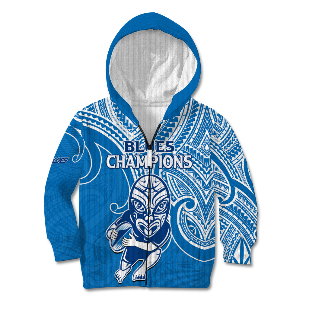 (Custom Text And Number) Blues Super Rugby Kid Hoodie Kahurangi Go Champions 2023 - Vibe Hoodie Shop