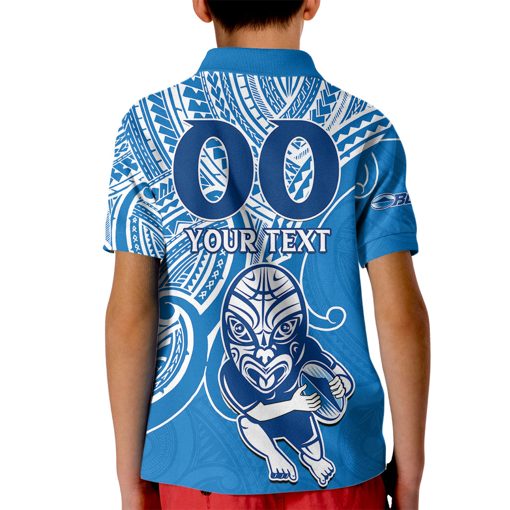 (Custom Text And Number) Blues Super Rugby Kid Polo Shirt Kahurangi Go Champions 2023 - Vibe Hoodie Shop