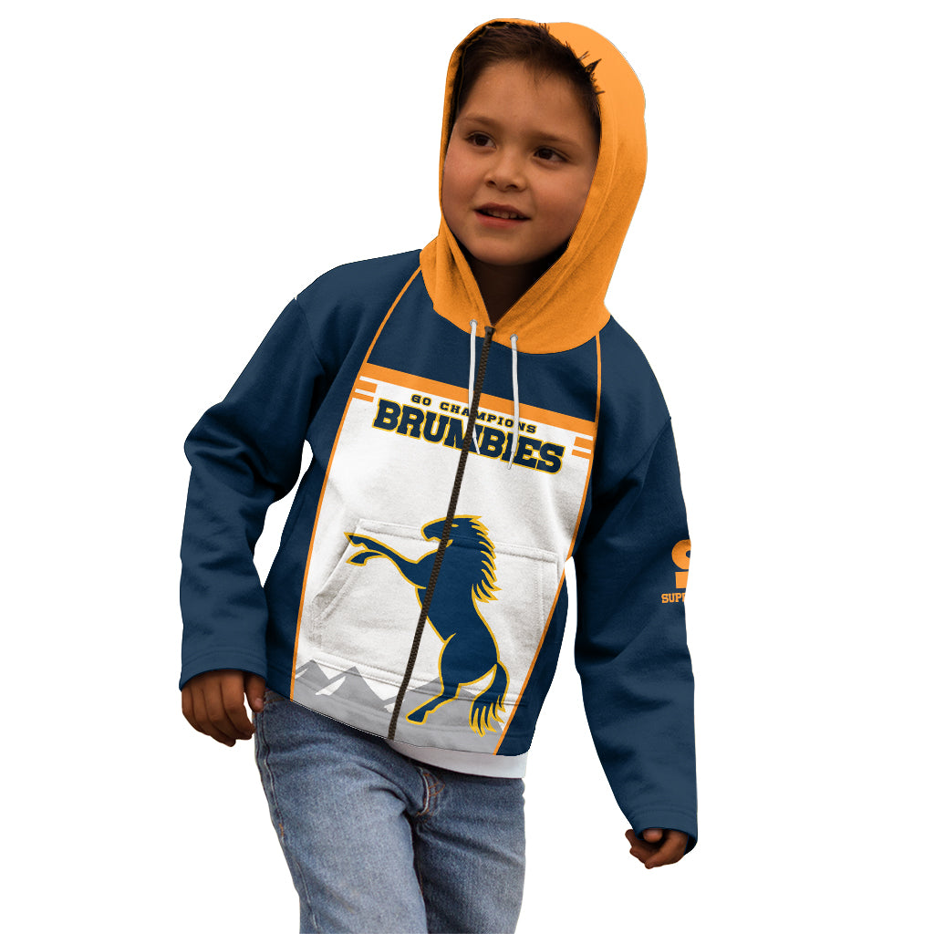 (Custom Text And Number) Brumbies Super Rugby Kid Hoodie Brumbies Go Champions 2023 - Vibe Hoodie Shop