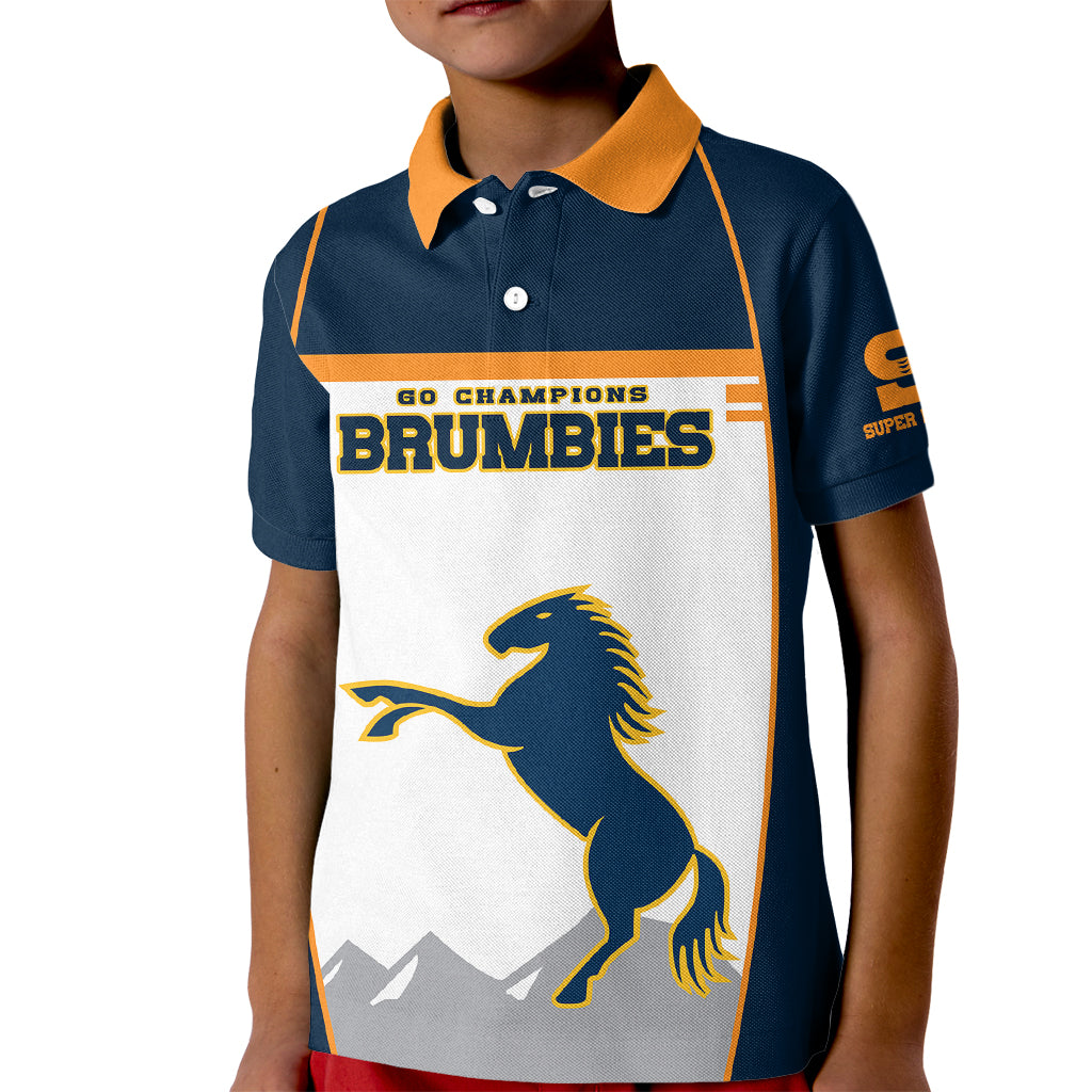 (Custom Text And Number) Brumbies Super Rugby Kid Polo Shirt Brumbies Go Champions 2023 - Vibe Hoodie Shop