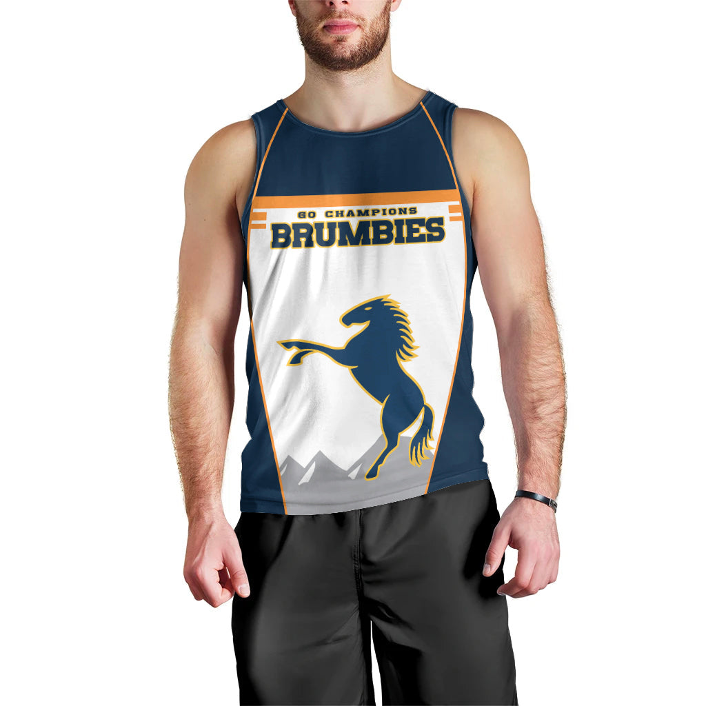 (Custom Text And Number) Brumbies Super Rugby Men Tank Top Brumbies Go Champions 2023 - Vibe Hoodie Shop