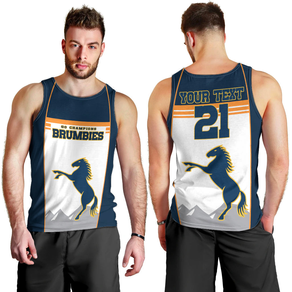 (Custom Text And Number) Brumbies Super Rugby Men Tank Top Brumbies Go Champions 2023 - Vibe Hoodie Shop
