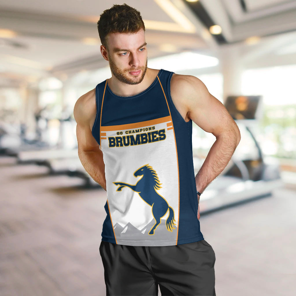 (Custom Text And Number) Brumbies Super Rugby Men Tank Top Brumbies Go Champions 2023 - Vibe Hoodie Shop