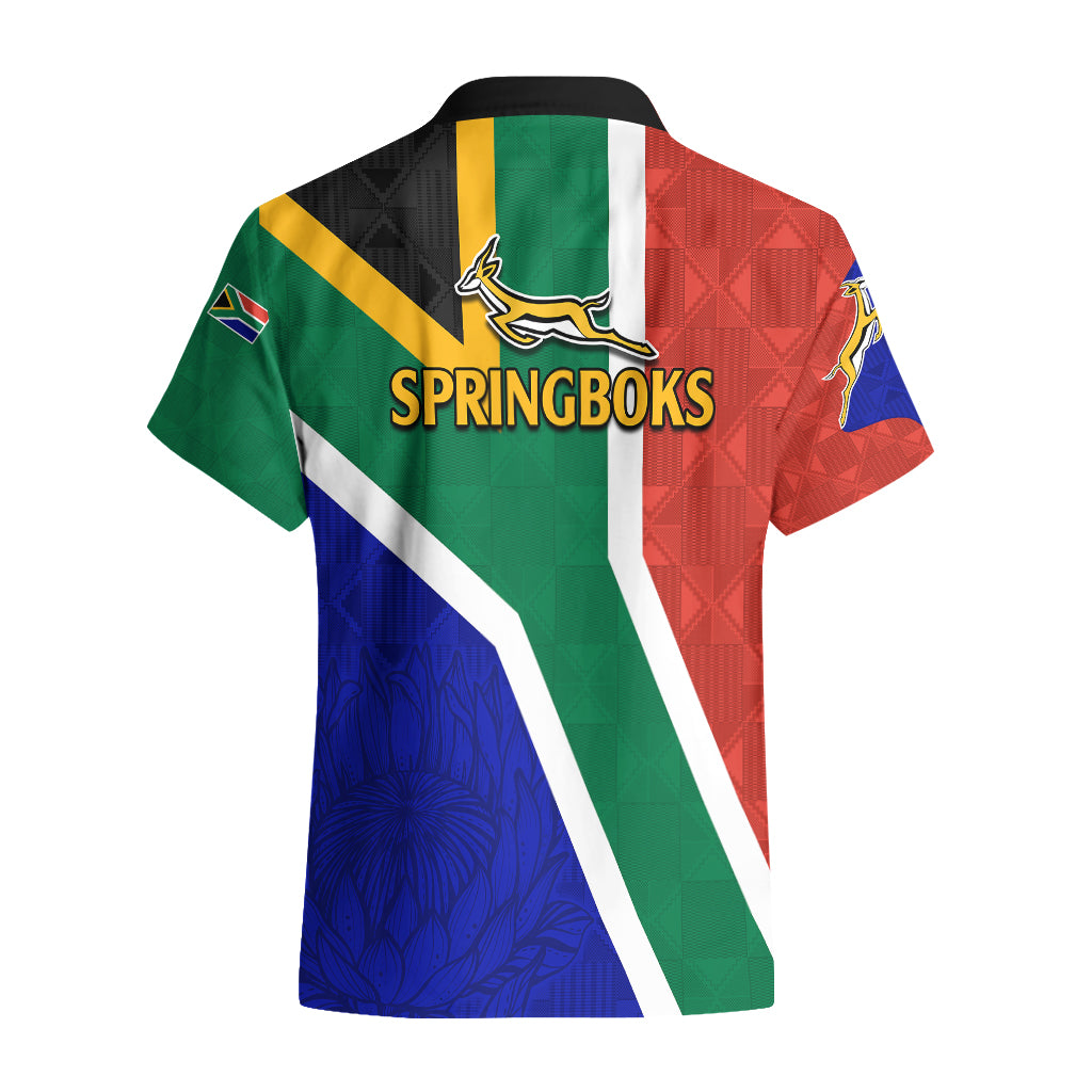 South Africa Springboks Hawaiian Shirt with Kente Pattern and South African Flag - Vibe Hoodie Shop