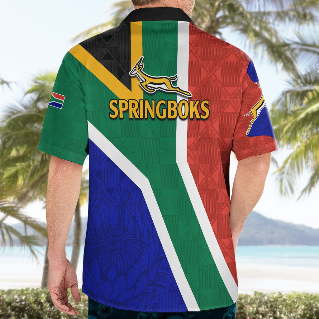 South Africa Springboks Hawaiian Shirt with Kente Pattern and South African Flag - Vibe Hoodie Shop