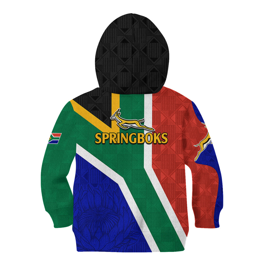 South Africa Springboks Kid Hoodie with Kente Pattern and South African Flag - Vibe Hoodie Shop