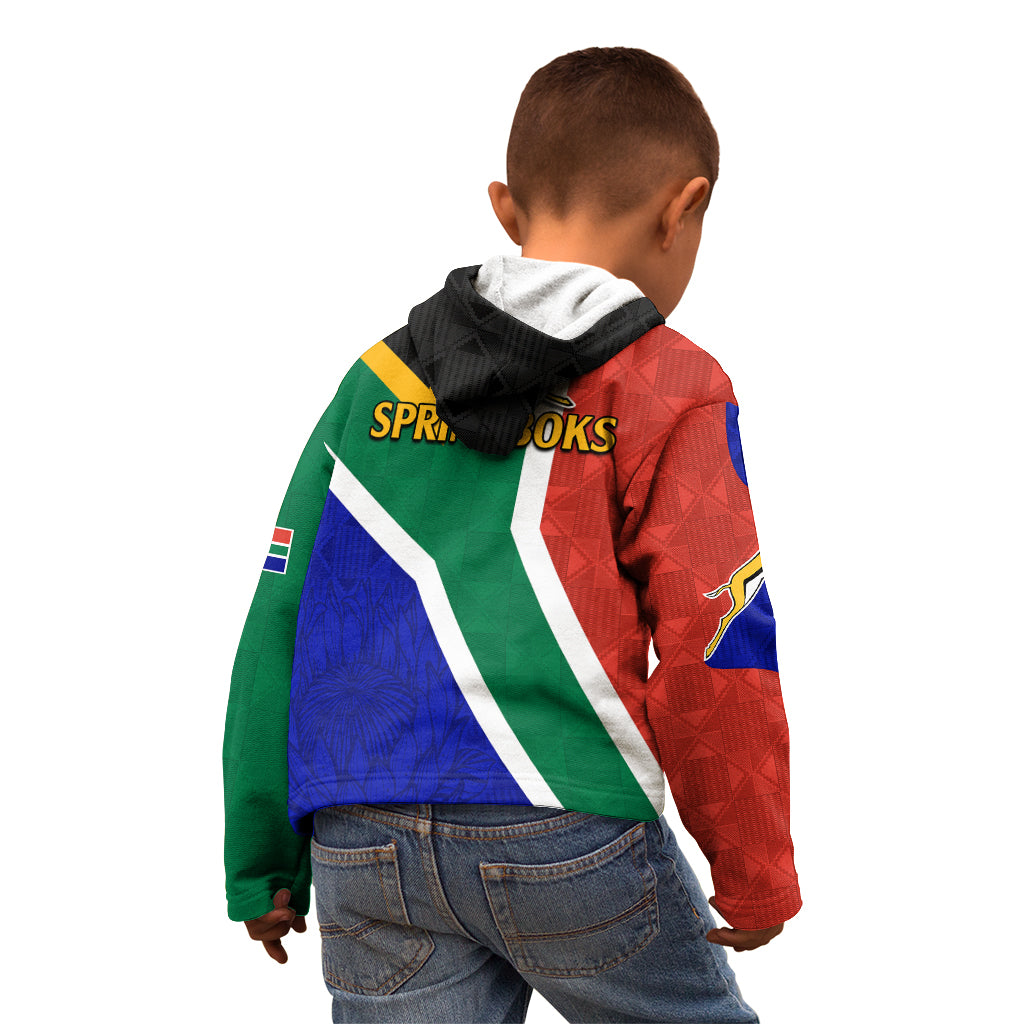 South Africa Springboks Kid Hoodie with Kente Pattern and South African Flag - Vibe Hoodie Shop