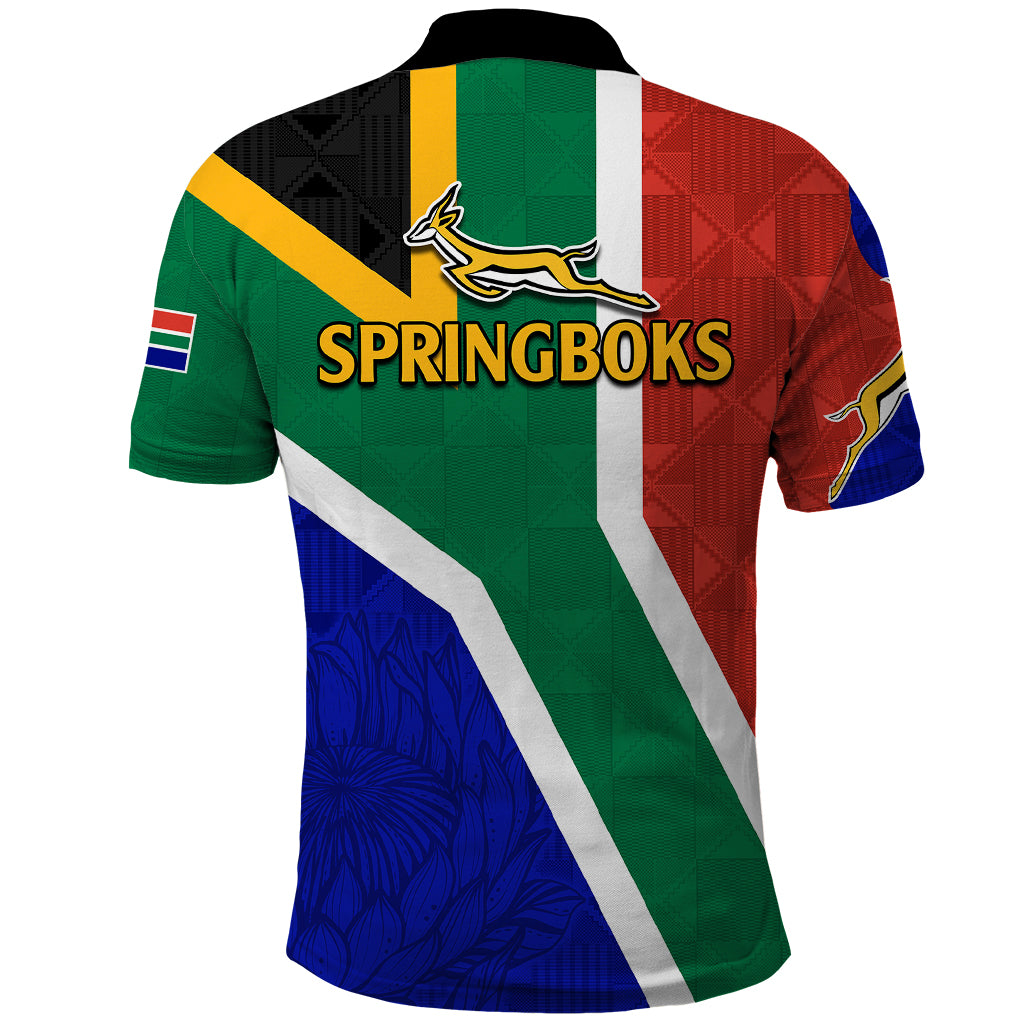 South Africa Springboks Polo Shirt with Kente Pattern and South African Flag LT9 - Vibe Hoodie Shop