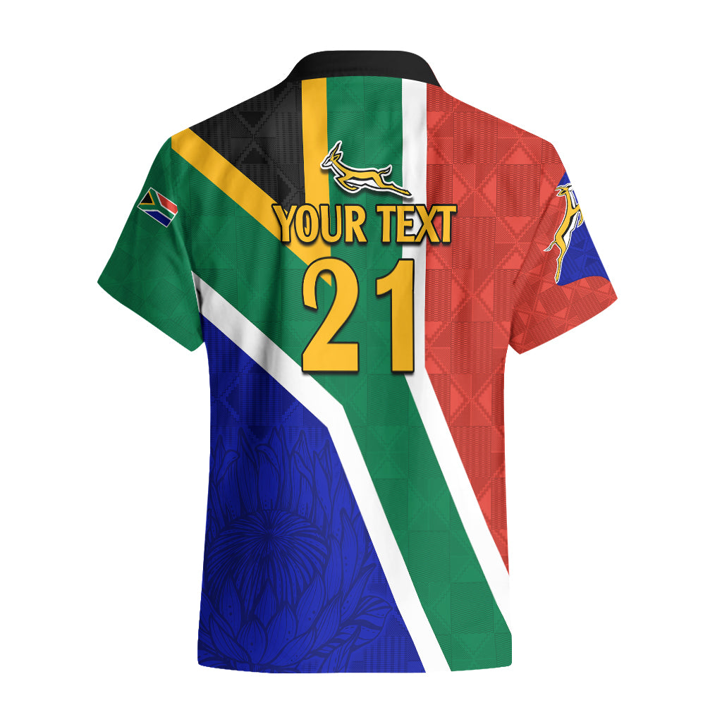 Custom South Africa Springboks Hawaiian Shirt with Kente Pattern and South African Flag - Vibe Hoodie Shop