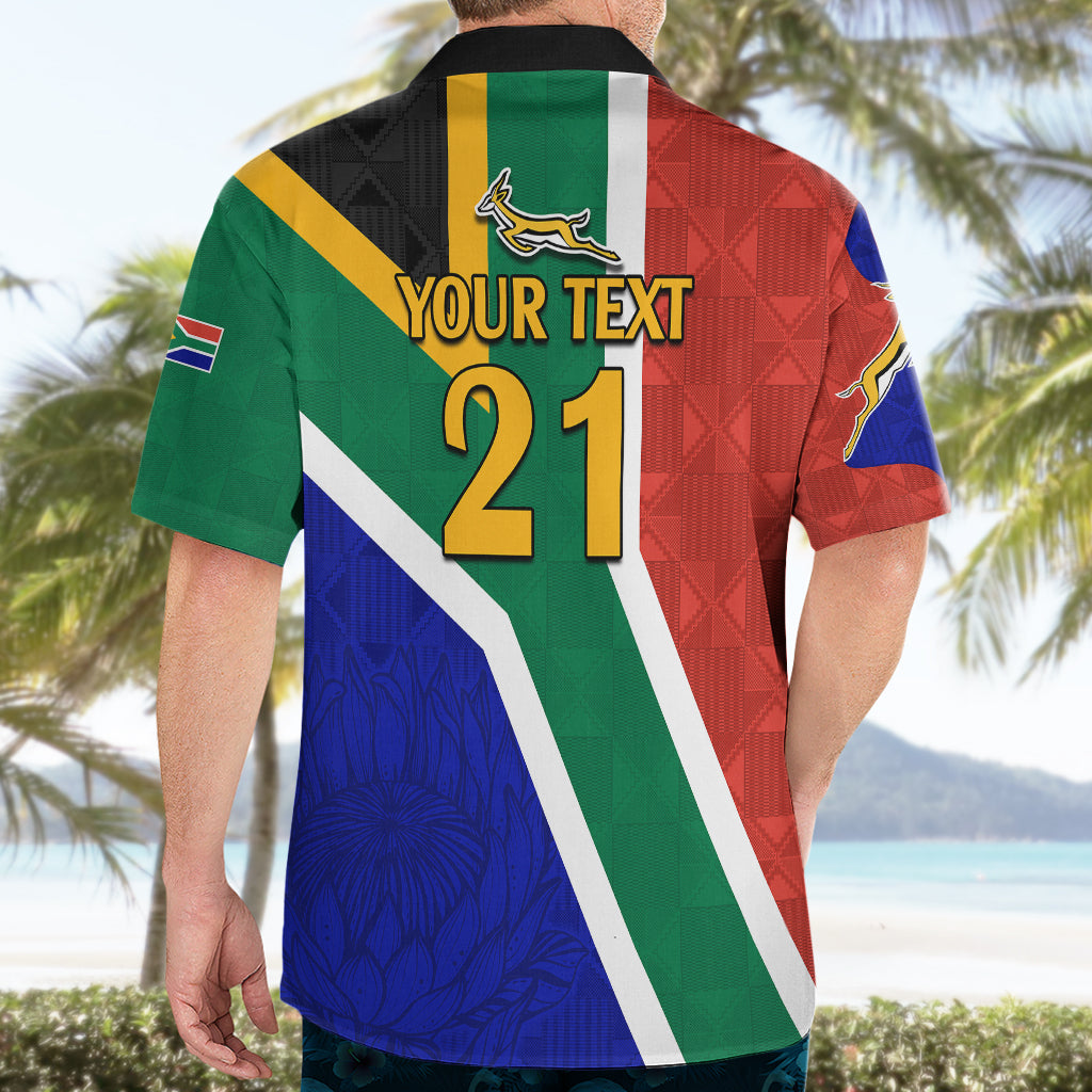 Custom South Africa Springboks Hawaiian Shirt with Kente Pattern and South African Flag - Vibe Hoodie Shop