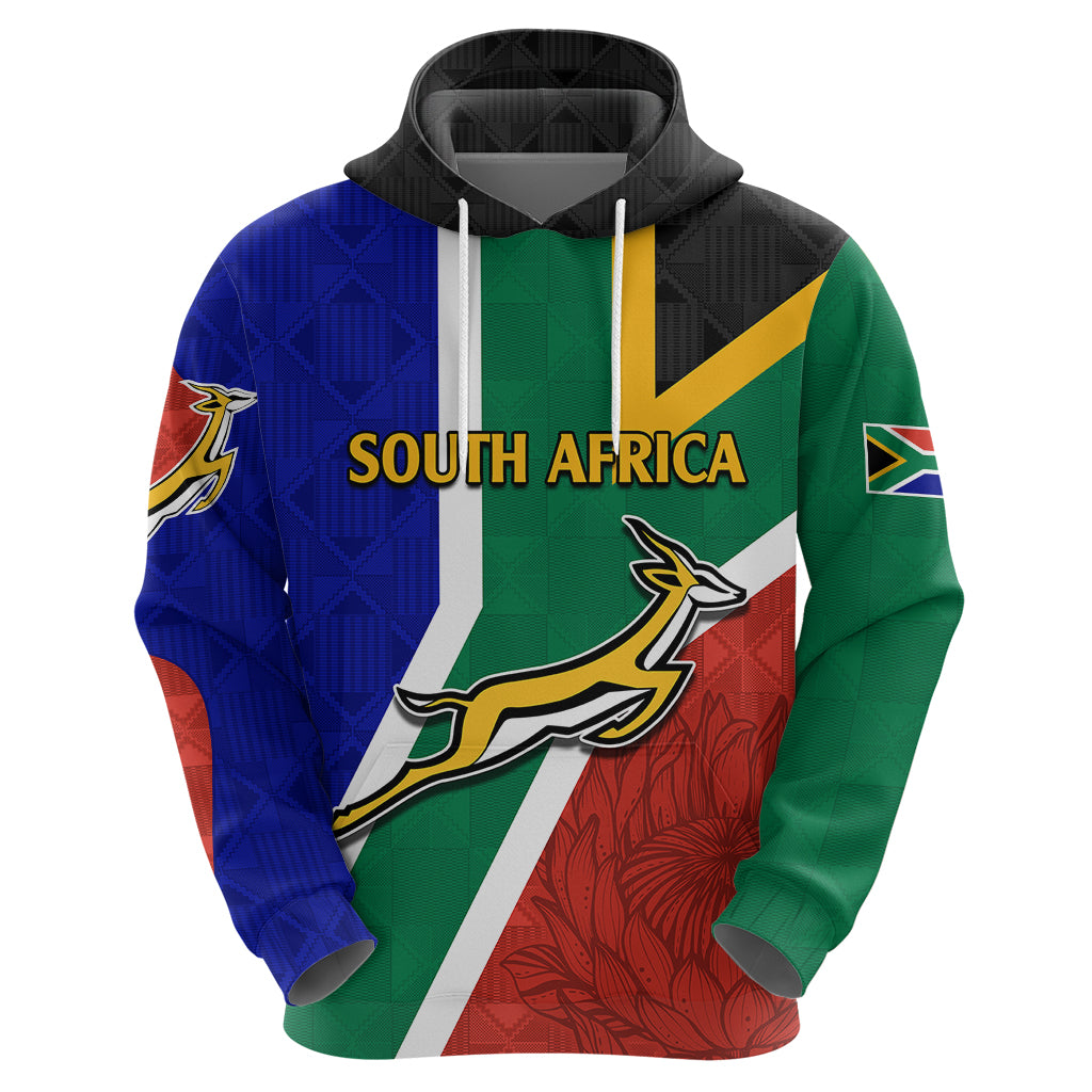 Custom South Africa Springboks Hoodie with Kente Pattern and South African Flag LT9 - Vibe Hoodie Shop