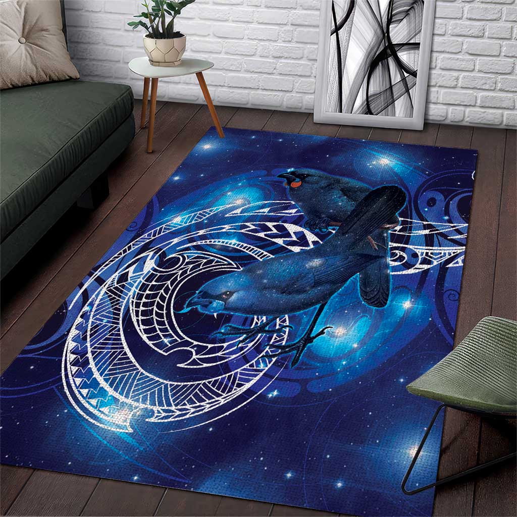 North Island Kokako and South Island Kokako Area Rug New Zealand Native Bird with Galaxy Vibe - Vibe Hoodie Shop