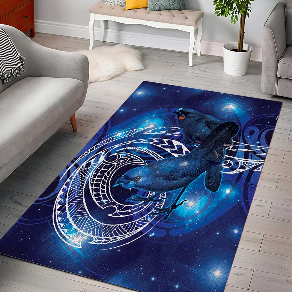 North Island Kokako and South Island Kokako Area Rug New Zealand Native Bird with Galaxy Vibe - Vibe Hoodie Shop